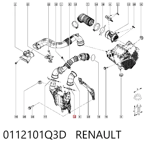 Uszczelka (podkładka) rurki intercoolera 0112101Q3D Renault (RVI)