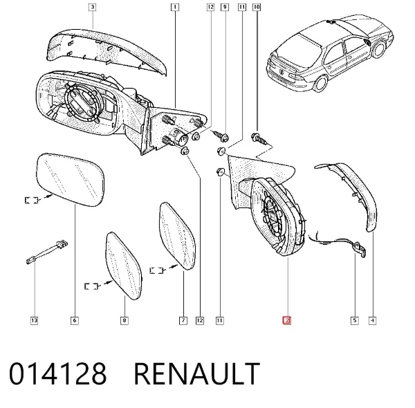 Lusterko wsteczne prawe 014128 Renault (RVI)