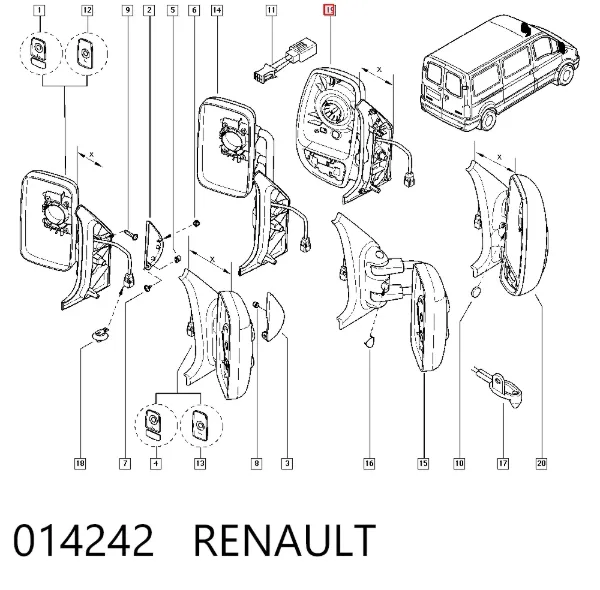 Lusterko wsteczne lewe 014242 Renault (RVI)