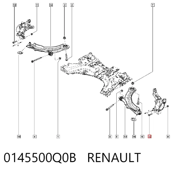 Śruba mocowania przedniego sworznia wahacza do czopu 0145500Q0B Renault (RVI)