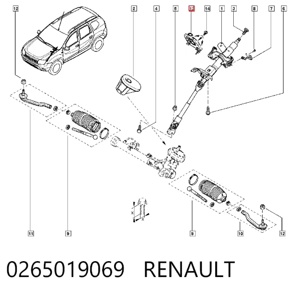 Czujnik kąta skrętu kierownicy 0265019069 Renault (RVI)