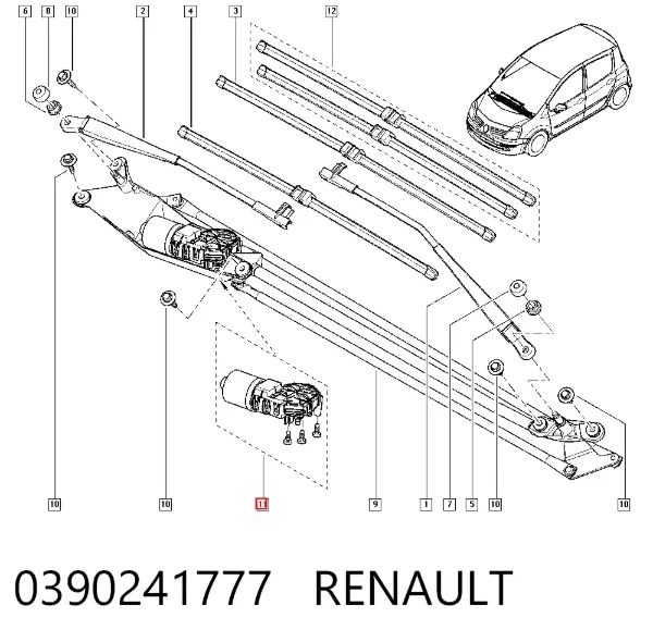 Silniczek wycieraczki szyby przedniej 0390241777 Renault (RVI)