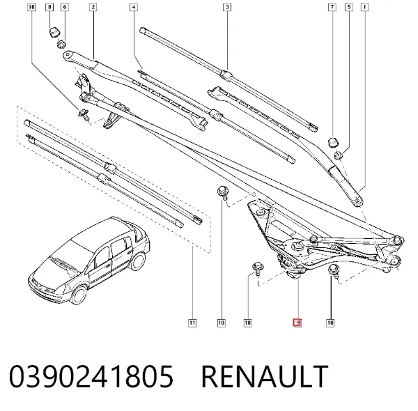 Mechanizm wycieraczek Renault Vel Satis BJ0