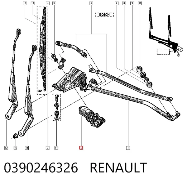 Silniczek wycieraczki szyby przedniej Renault 19 I