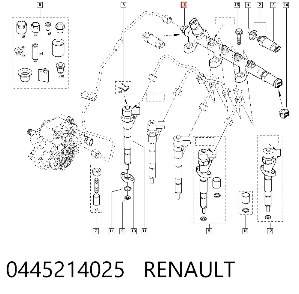 Rozdzielacz paliwa 0445214025 Renault (RVI)