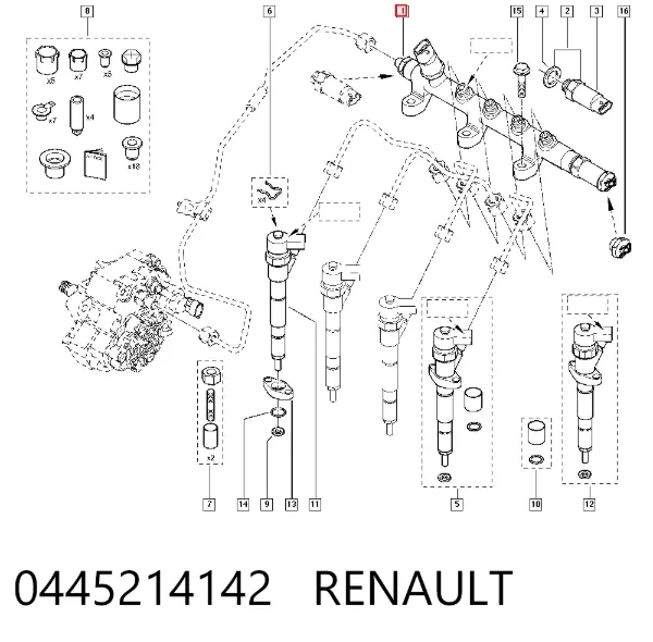 Rozdzielacz paliwa 0445214142 Renault (RVI)