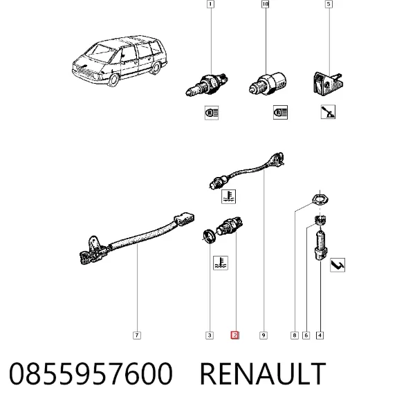 Czujnik temperatury płynu chłodzącego (włączenia wentylatora chłodnicy) 0855957600 Renault (RVI)