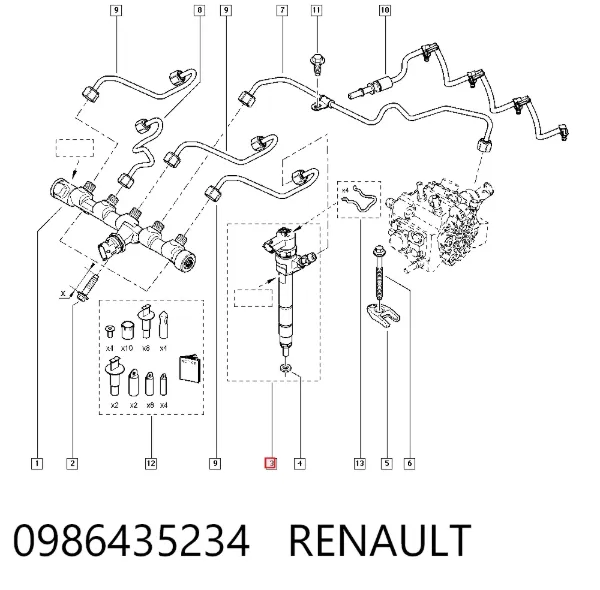 Wtryskiwacz paliwa 0986435234 Renault (RVI)