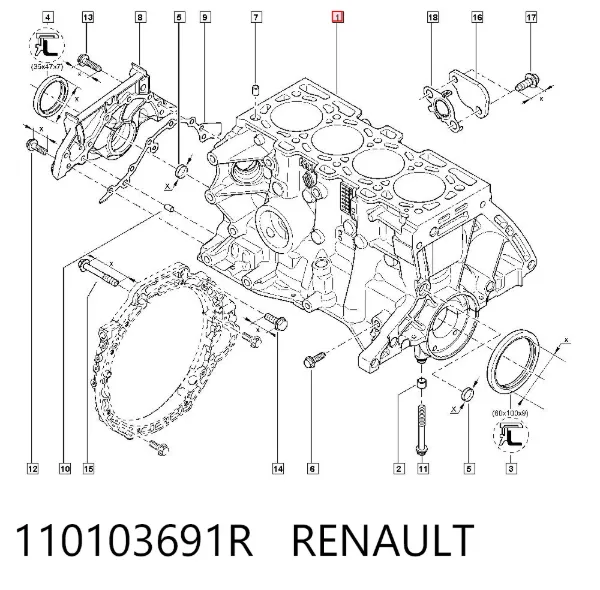 Blok cylindrów silnika 110103691R Renault (RVI)
