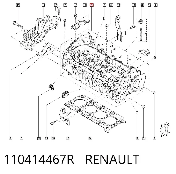 Głowica cylindrów 110414467R Renault (RVI)