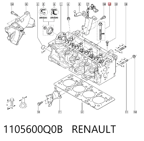 Śruba głowicy cylindrów 1105600Q0B Renault (RVI)