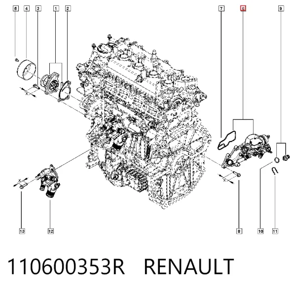 Kołnierz układu chłodzenia (trójnik) 110600353R Renault (RVI)