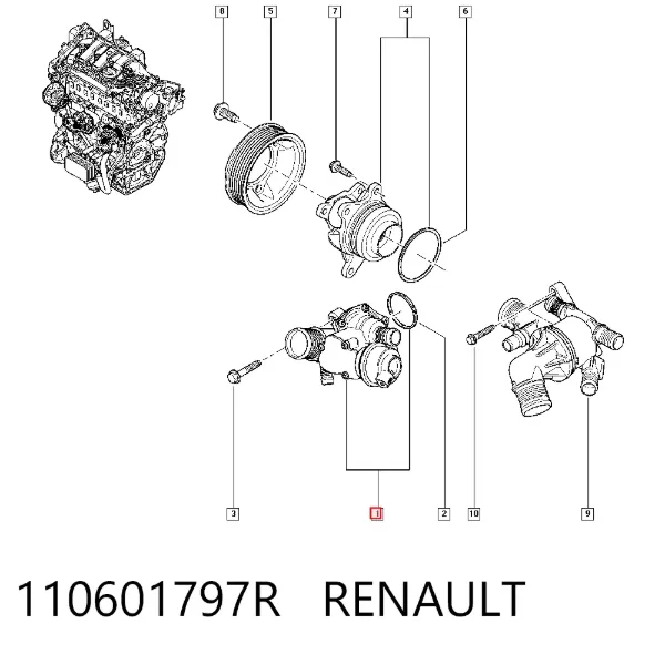 Obudowa termostatu 110601797R Renault (RVI)
