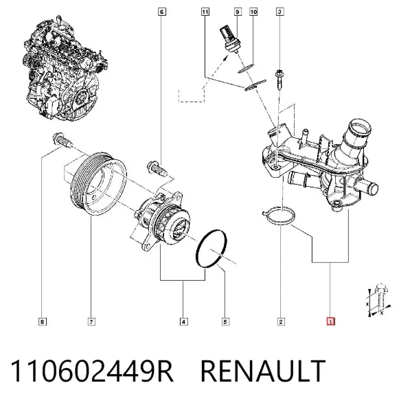 Obudowa termostatu 110602449R Renault (RVI)