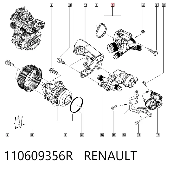 Obudowa termostatu 110609356R Renault (RVI)