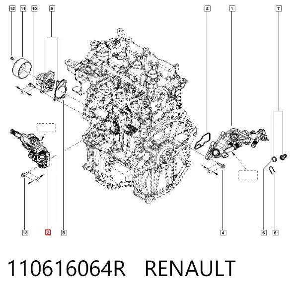 Obudowa termostatu 110616064R Renault (RVI)