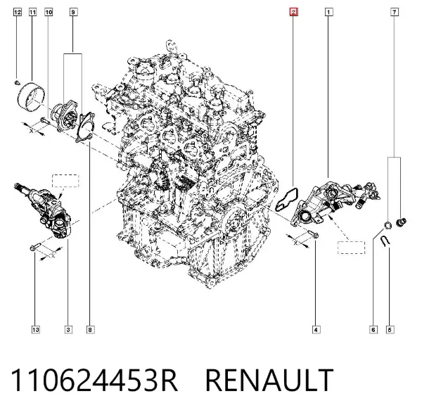 Uszczelka obudowy termostatu 110624453R Renault (RVI)