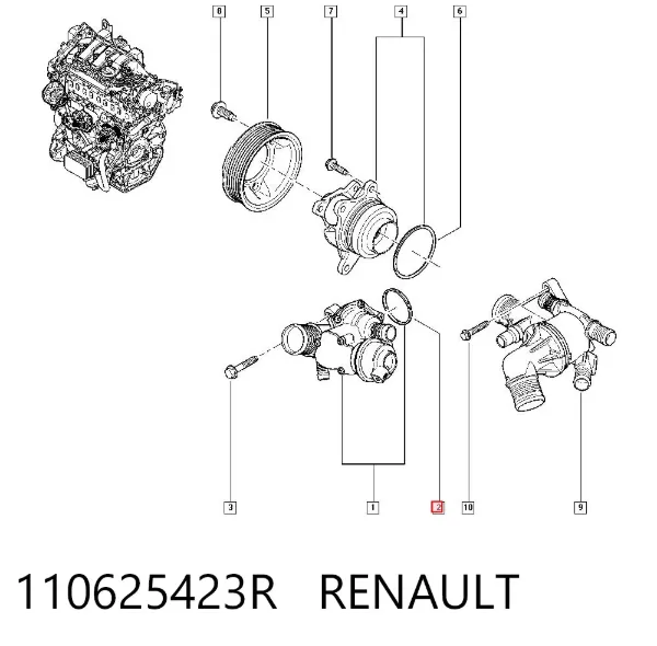 Uszczelka obudowy termostatu 110625423R Renault (RVI)