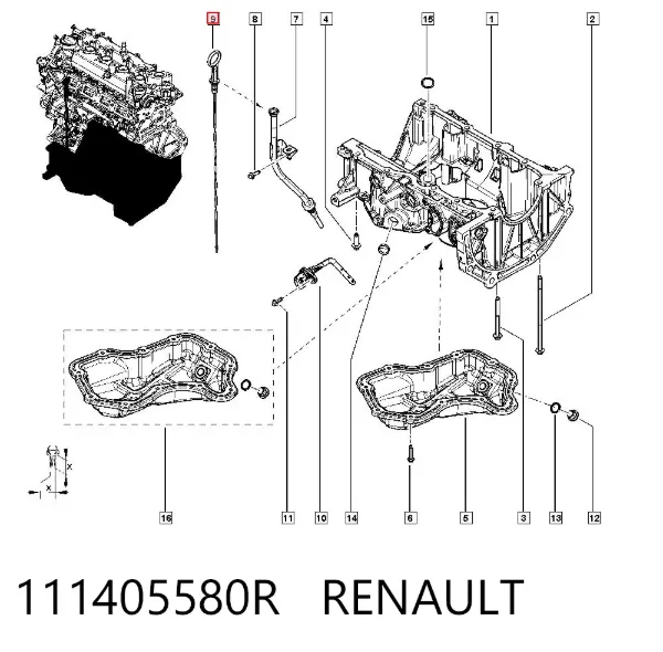 Bagnet poziomu oleju w silniku 111405580R Renault (RVI)