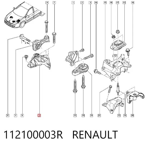 Poduszka (podpora) silnika prawa dolna 112100003R Renault (RVI)