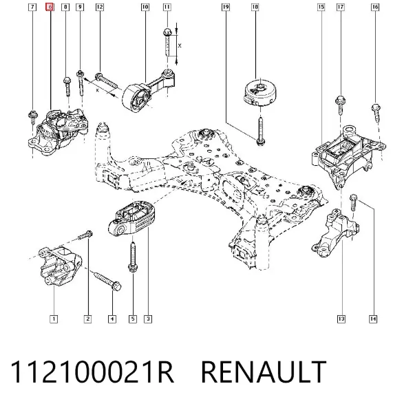 Poduszka (podpora) silnika prawa dolna 112100021R Renault (RVI)