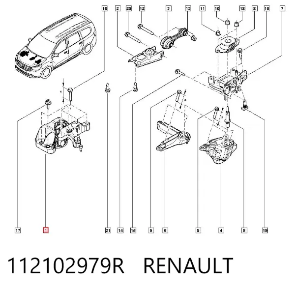 Poduszka (podpora) silnika prawa 112102979R Renault (RVI)