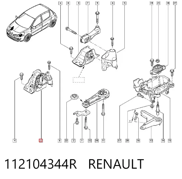 Poduszka (podpora) silnika prawa 112104344R Renault (RVI)