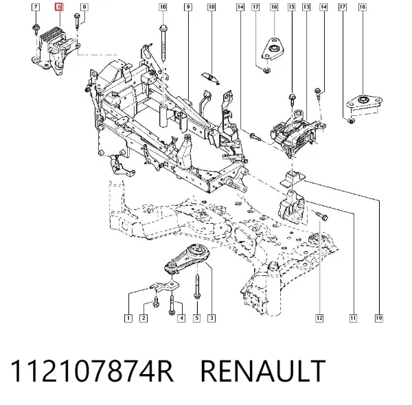 Poduszka (podpora) silnika prawa 112107874R Renault (RVI)