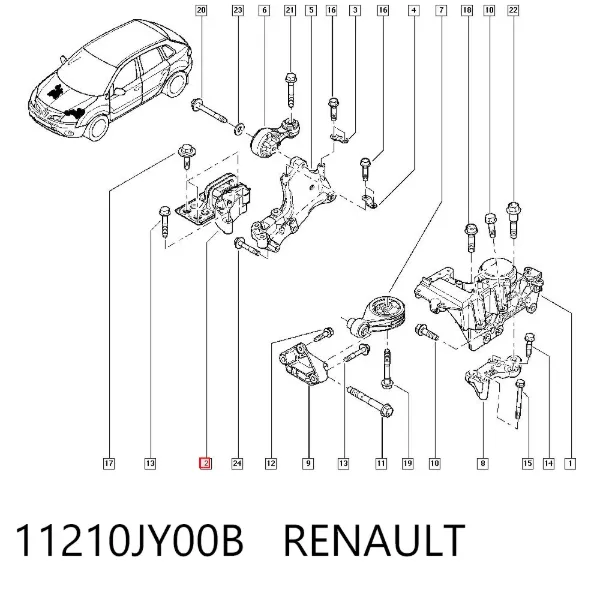 Poduszka (podpora) silnika prawa 11210JY00B Renault (RVI)