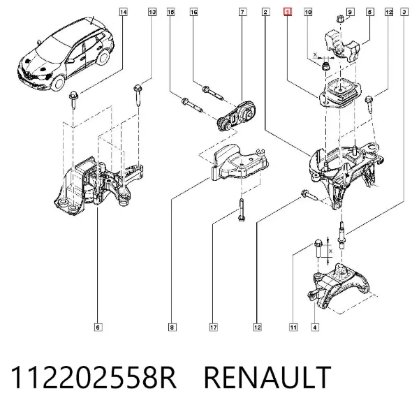 Poduszka (podpora) silnika lewa 112202558R Renault (RVI)