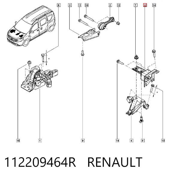 Poduszka (podpora) silnika lewa 112209464R Renault (RVI)