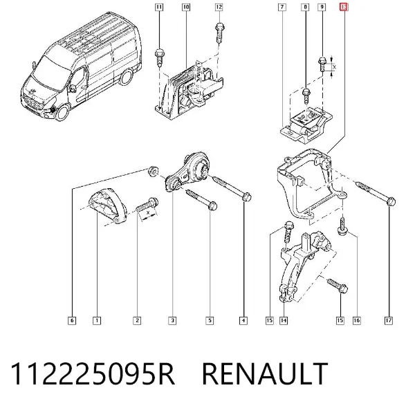 Wspornik lewej poduszki (podpory) silnika 112225095R Renault (RVI)