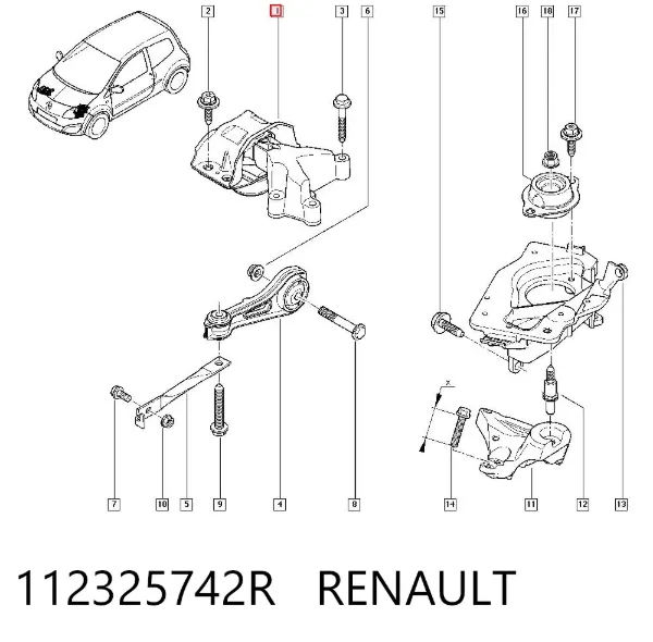 Poduszka (podpora) silnika prawa 112325742R Renault (RVI)