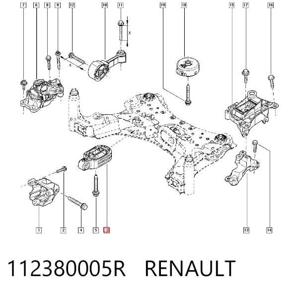 Poduszka (podpora) silnika tylna 112380005R Renault (RVI)