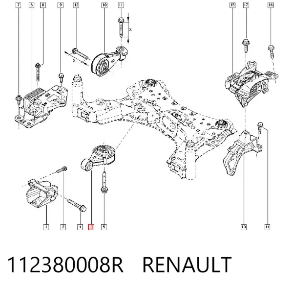 Poduszka (podpora) silnika tylna 112380008R Renault (RVI)