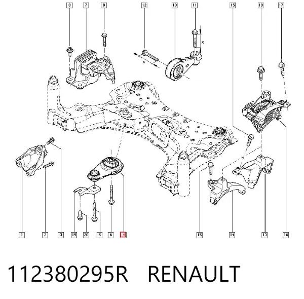 Poduszka (podpora) silnika przednia 112380295R Renault (RVI)
