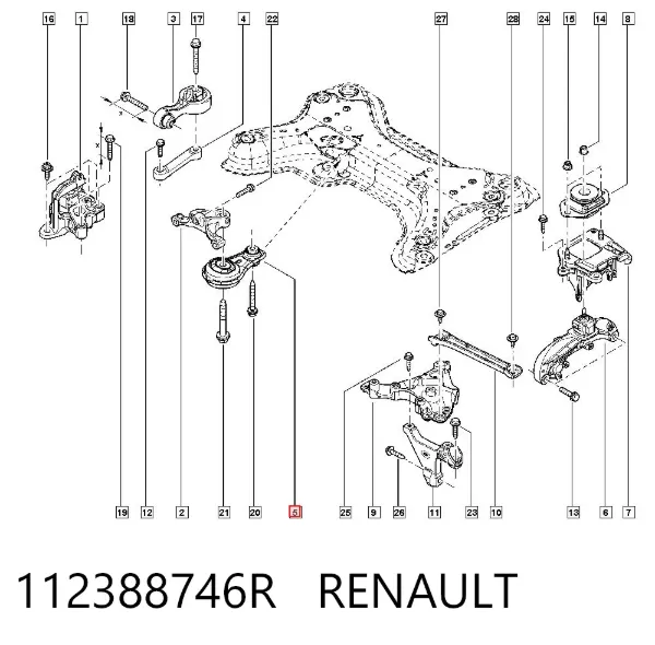 Poduszka (podpora) silnika prawa dolna 112388746R Renault (RVI)