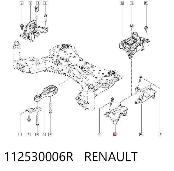 Wspornik poduszki skrzyni biegów 112530006R Renault (RVI)