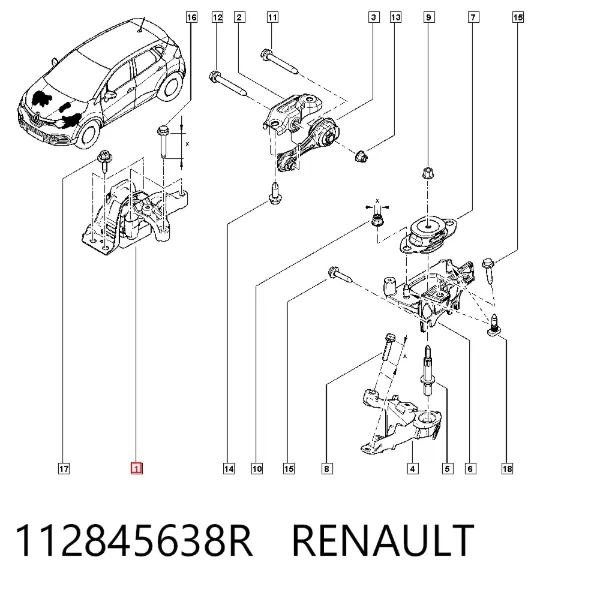 Poduszka (podpora) silnika prawa 112845638R Renault (RVI)