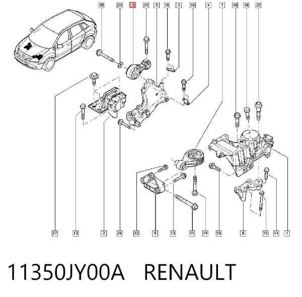 Poduszka (podpora) silnika prawa 11350JY00A Renault (RVI)
