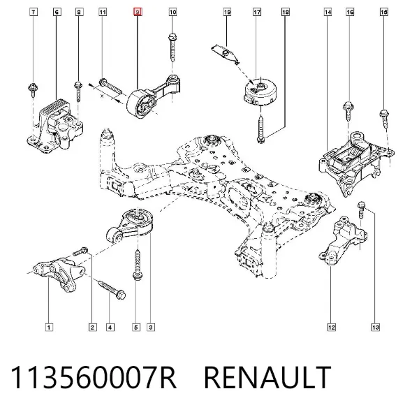 Poduszka (podpora) silnika prawa górna 113560007R Renault (RVI)