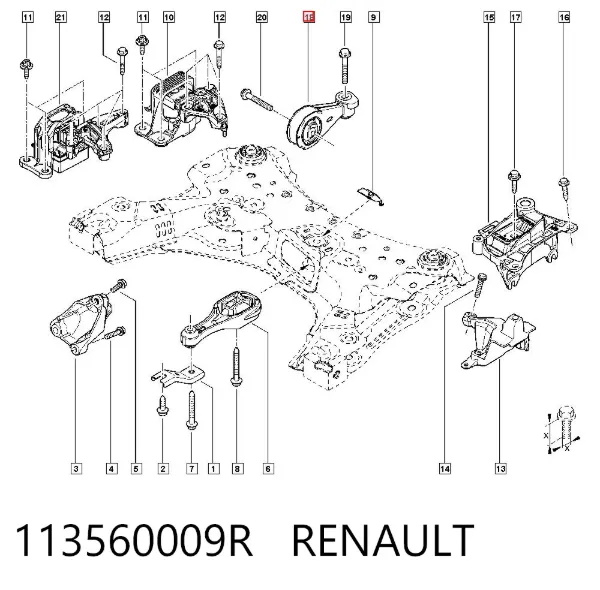 Poduszka (podpora) silnika prawa górna 113560009R Renault (RVI)
