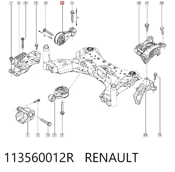 Poduszka (podpora) silnika prawa górna 113560012R Renault (RVI)