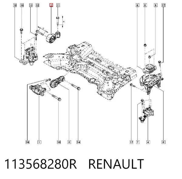 Poduszka (podpora) silnika prawa górna 113568280R Renault (RVI)