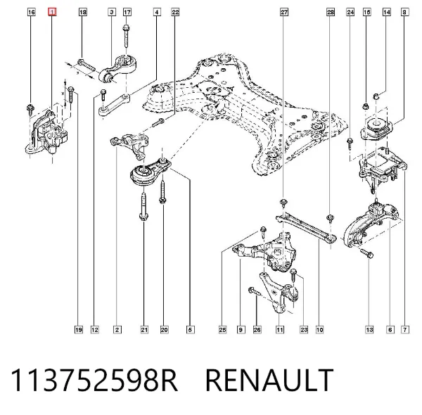 Poduszka (podpora) silnika prawa 113752598R Renault (RVI)