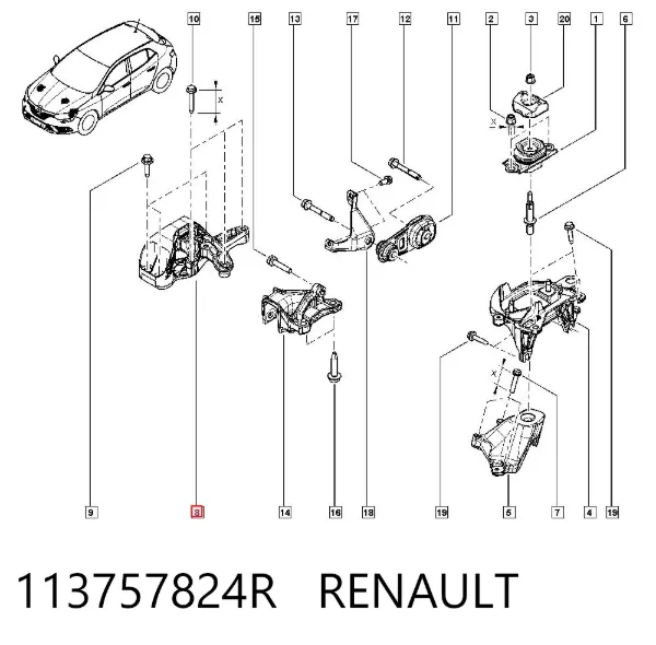 Poduszka (podpora) silnika prawa 113757824R Renault (RVI)