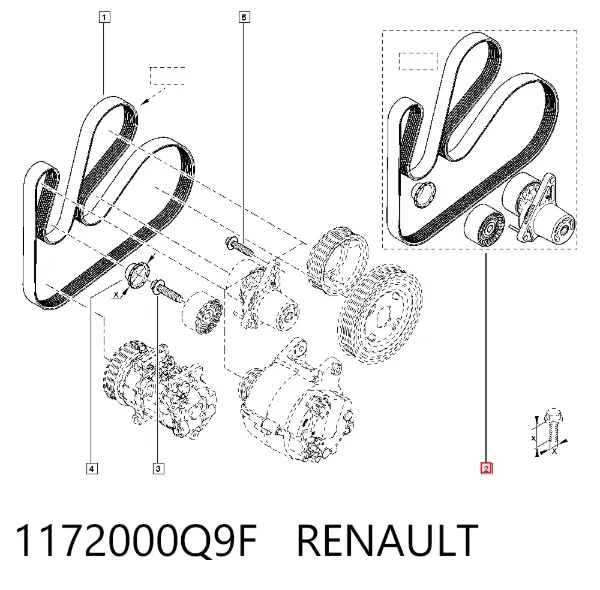 Napinacz paska napędowego 1172000Q9F Renault (RVI)
