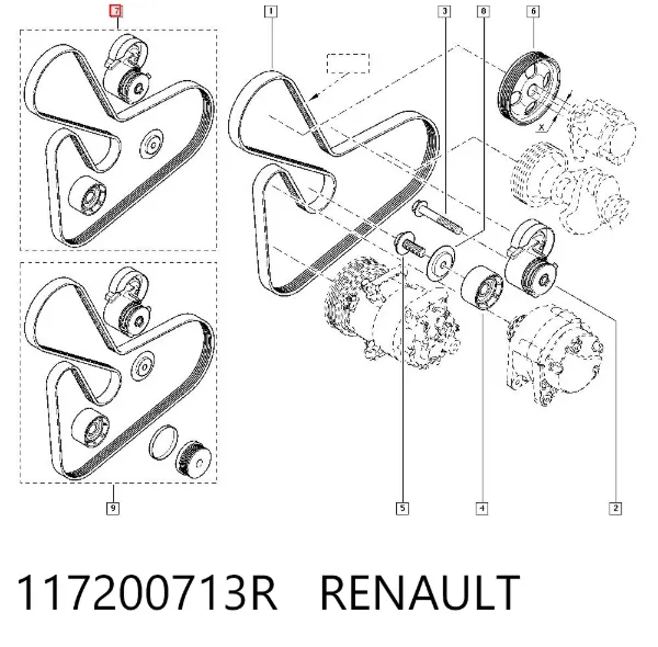Pasek napędowy mechanizmów, zestaw 117200713R Renault (RVI)