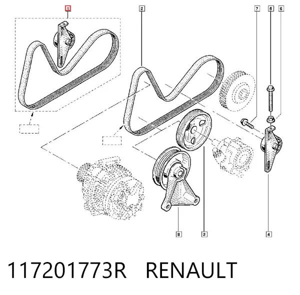 Pasek napędowy mechanizmów, zestaw 117201773R Renault (RVI)