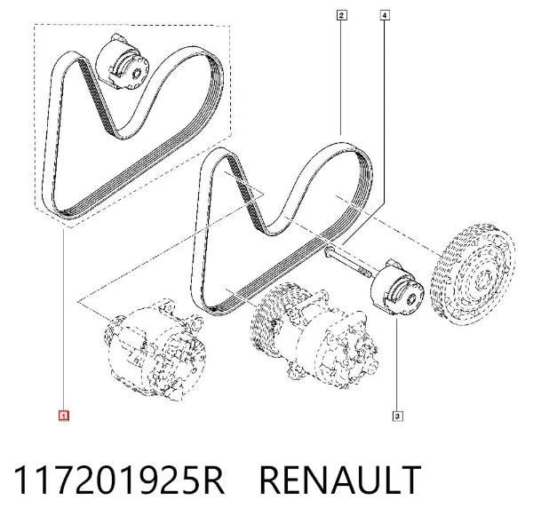 Pasek napędowy mechanizmów, zestaw 117201925R Renault (RVI)